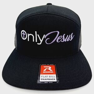 Only Jesus Richardson 7 panel Flat Bill Trucker Mesh Snapback Embroidered